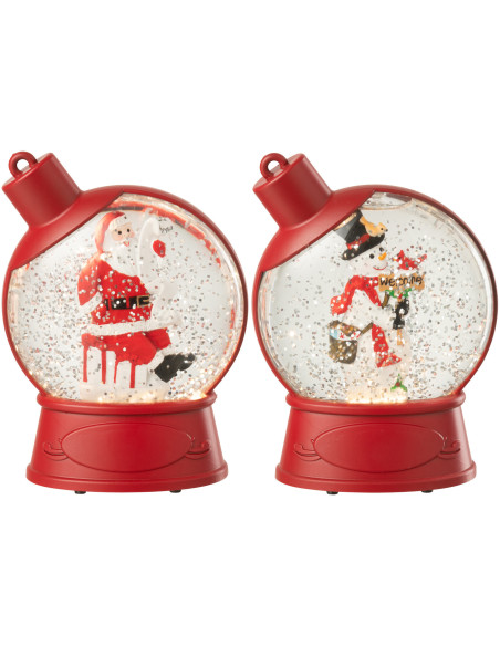 Grandes Supensions lumineuses Père noël & Bonhommes noël 10 cm en Résine Rouge (Lot de 2) - 1