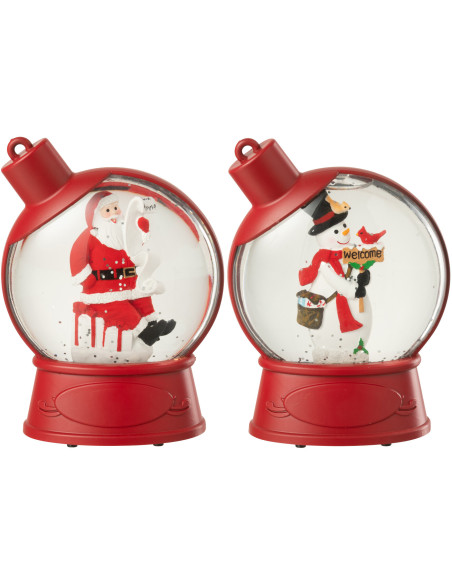 Grandes Supensions lumineuses Père noël & Bonhommes noël 10 cm en Résine Rouge (Lot de 2) - 2