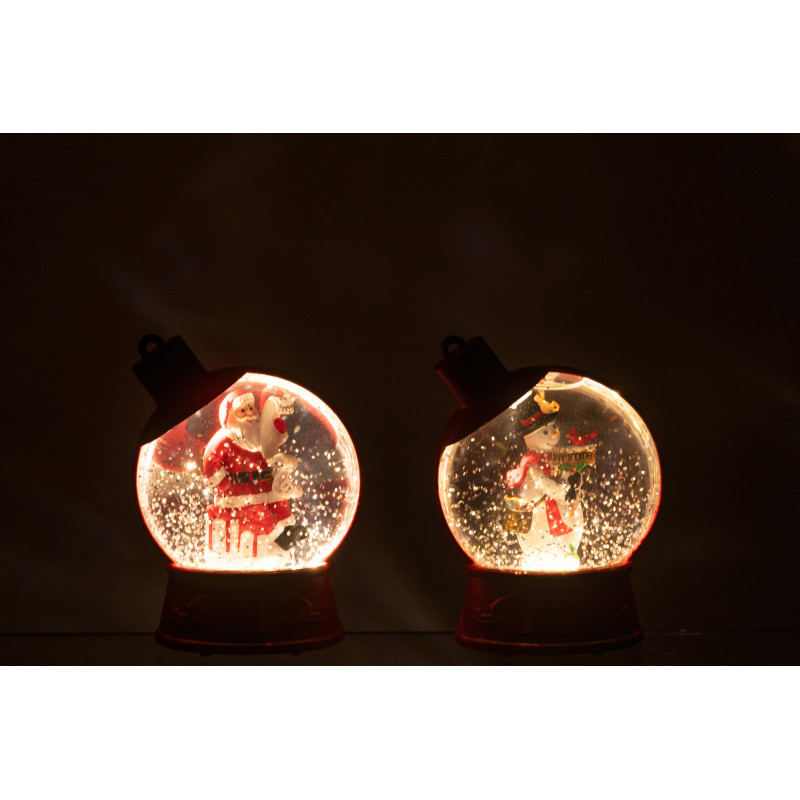 Grandes Supensions lumineuses Père noël & Bonhommes noël 10 cm en Résine Rouge (Lot de 2) - 3