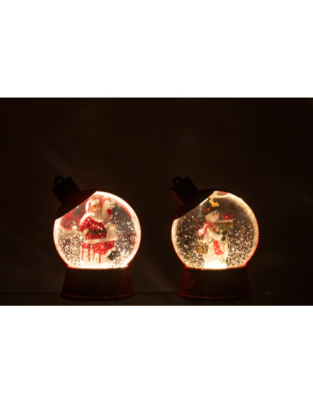 Grandes Supensions lumineuses Père noël & Bonhommes noël 10 cm en Résine Rouge (Lot de 2) - 3