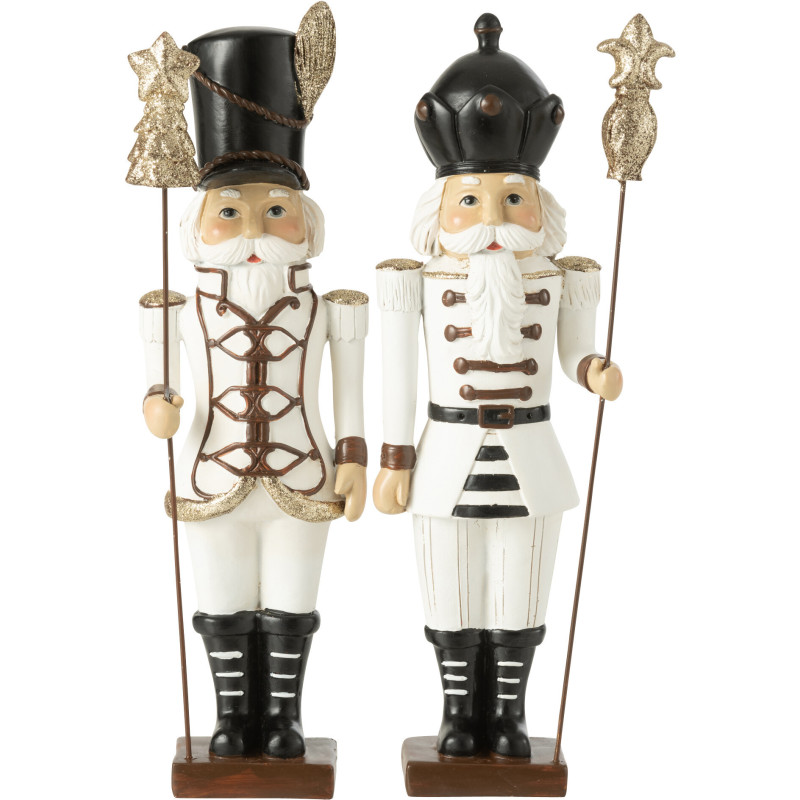 Grandes Statuettes de Noël Casse Noisette Hauteur 31 cm en Résine Blanc Noir Nutsold (Lot de 2) - 1