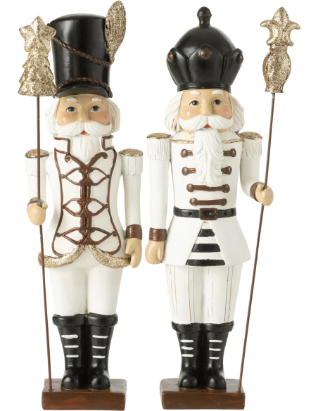 Grandes Statuettes de Noël Casse Noisette Hauteur 31 cm en Résine Blanc Noir Nutsold (Lot de 2) - 1