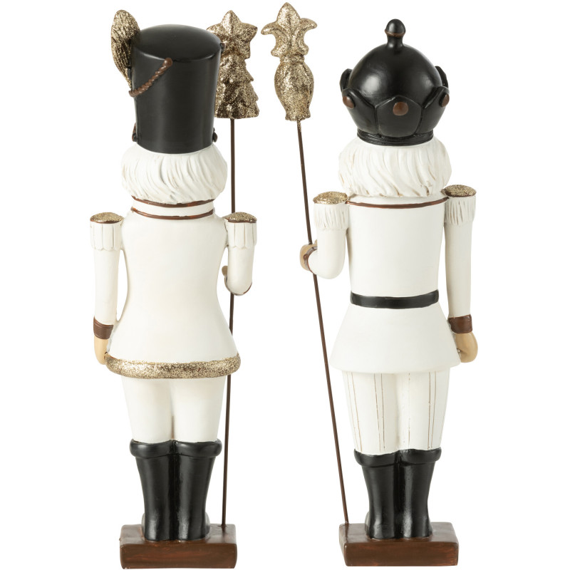 Grandes Statuettes de Noël Casse Noisette Hauteur 31 cm en Résine Blanc Noir Nutsold (Lot de 2) - 2