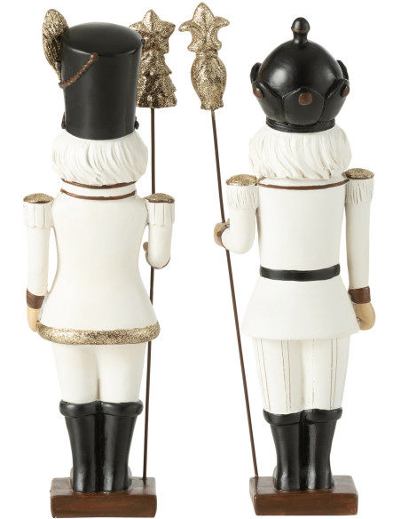 Grandes Statuettes de Noël Casse Noisette Hauteur 31 cm en Résine Blanc Noir Nutsold (Lot de 2) - 2