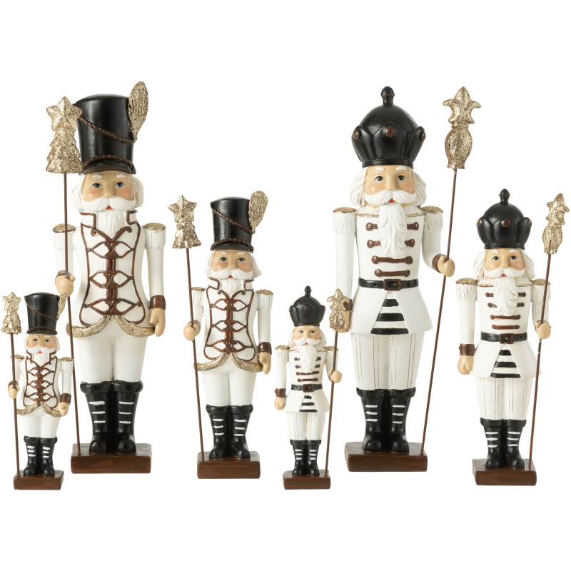 Grandes Statuettes de Noël Casse Noisette Hauteur 31 cm en Résine Blanc Noir Nutsold (Lot de 2) - 3