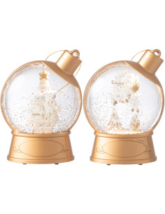 Grandes Supensions lumineuses Père noël & Bonhommes pain d'épice 10 cm en Résine Doré (Lot de 2) - 1