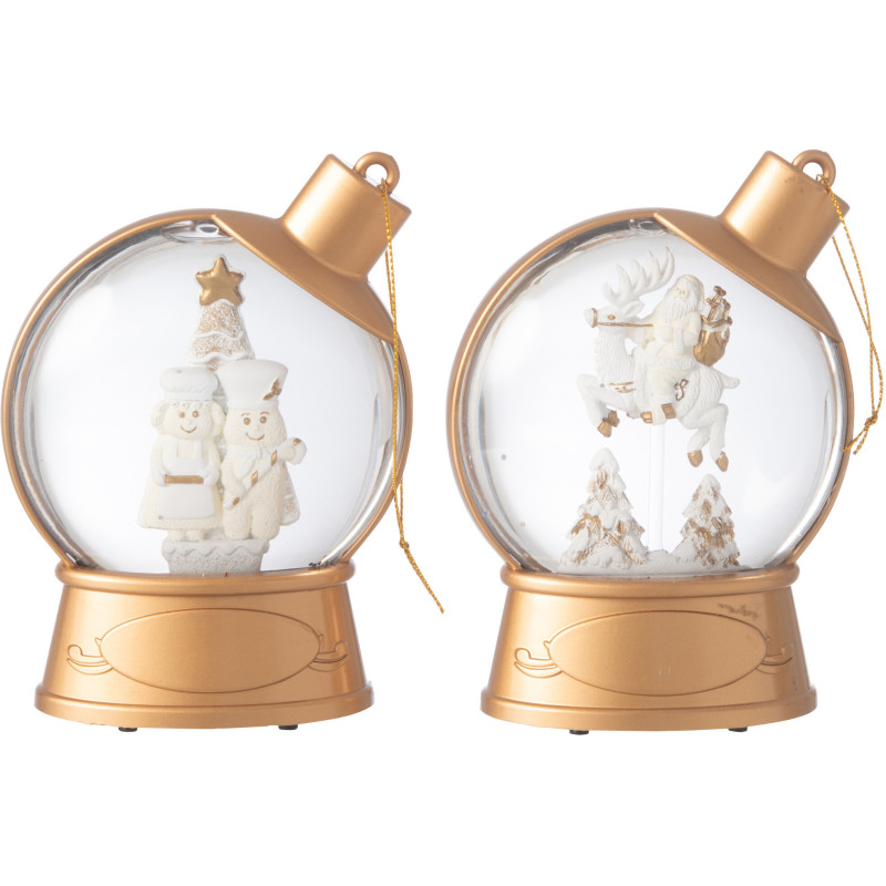 Grandes Supensions lumineuses Père noël & Bonhommes pain d'épice 10 cm en Résine Doré (Lot de 2) - 2