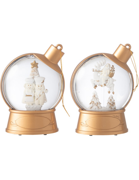 Grandes Supensions lumineuses Père noël & Bonhommes pain d'épice 10 cm en Résine Doré (Lot de 2) - 2