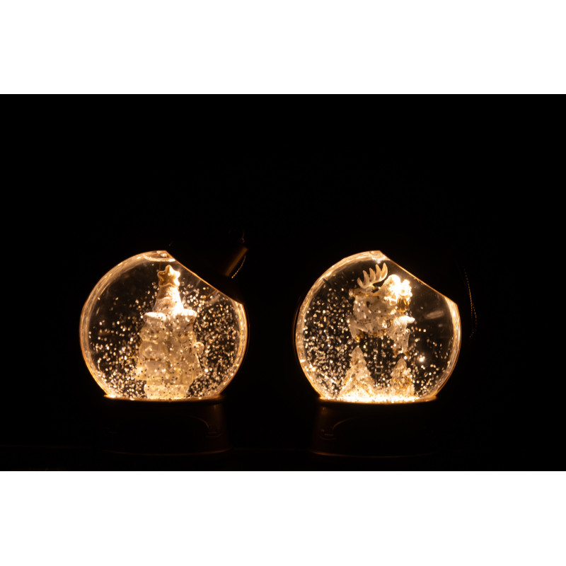 Grandes Supensions lumineuses Père noël & Bonhommes pain d'épice 10 cm en Résine Doré (Lot de 2) - 3