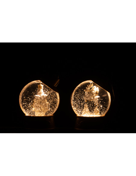 Grandes Supensions lumineuses Père noël & Bonhommes pain d'épice 10 cm en Résine Doré (Lot de 2) - 3