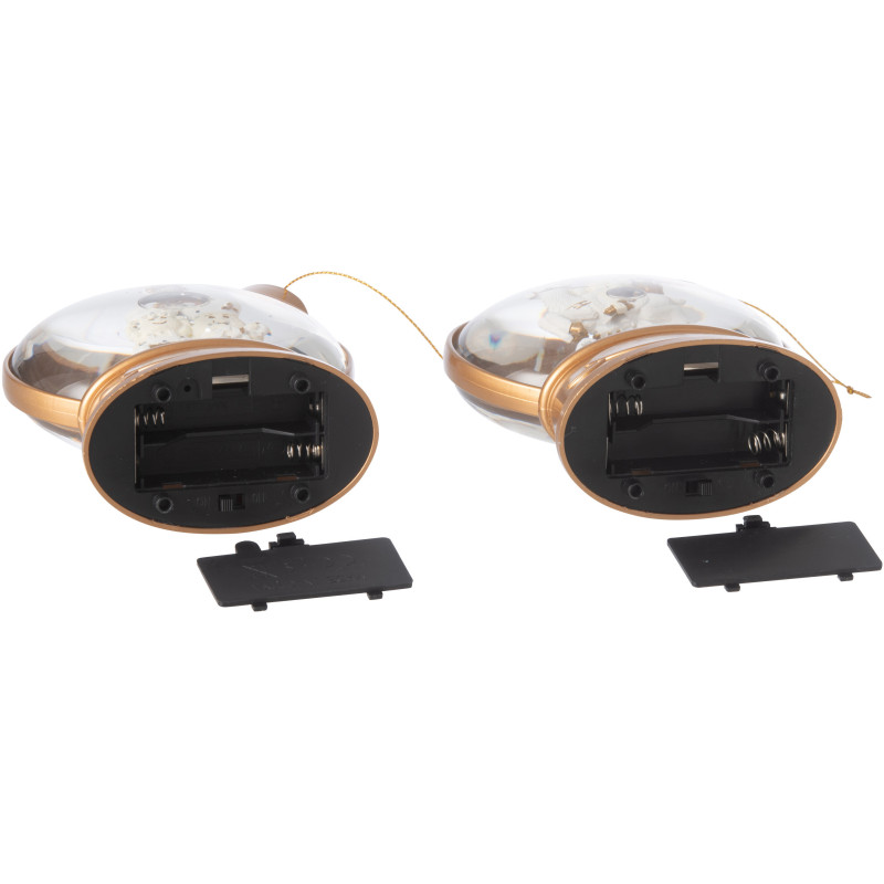 Grandes Supensions lumineuses Père noël & Bonhommes pain d'épice 10 cm en Résine Doré (Lot de 2) - 4