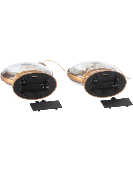 Grandes Supensions lumineuses Père noël & Bonhommes pain d'épice 10 cm en Résine Doré (Lot de 2) - 4