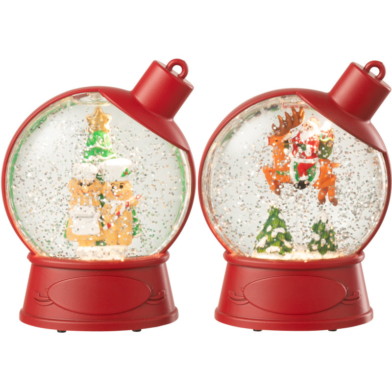 Grandes Supensions lumineuses Père noël & Bonhommes pain d'épice 10 cm en Résine Rouge (Lot de 2) - 1