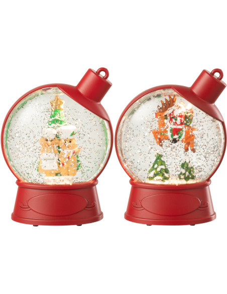 Grandes Supensions lumineuses Père noël & Bonhommes pain d'épice 10 cm en Résine Rouge (Lot de 2) - 1