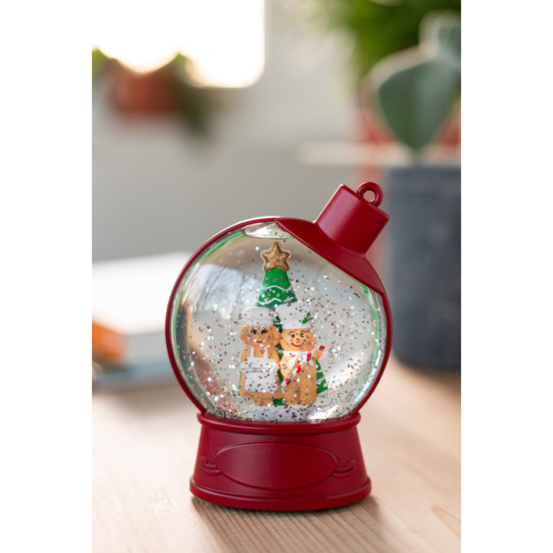 Grandes Supensions lumineuses Père noël & Bonhommes pain d'épice 10 cm en Résine Rouge (Lot de 2) - 2