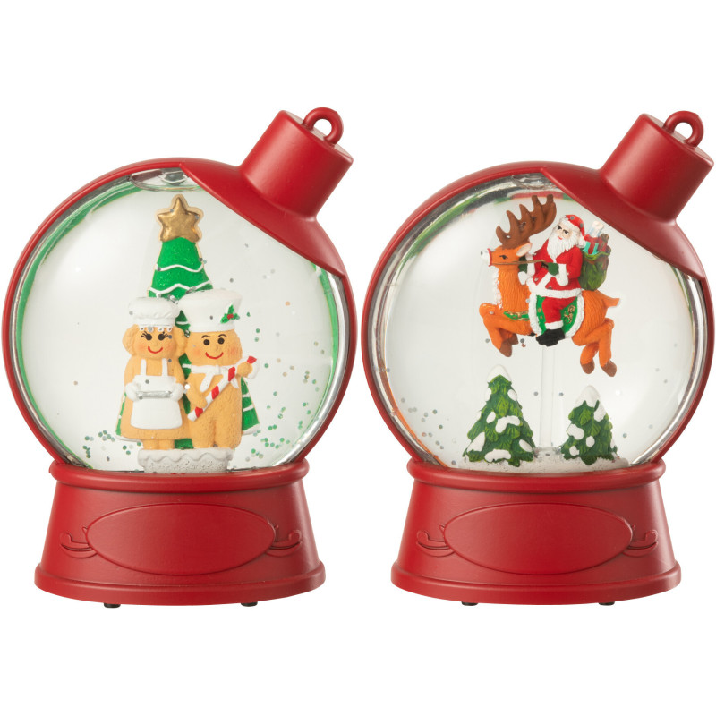 Grandes Supensions lumineuses Père noël & Bonhommes pain d'épice 10 cm en Résine Rouge (Lot de 2) - 3