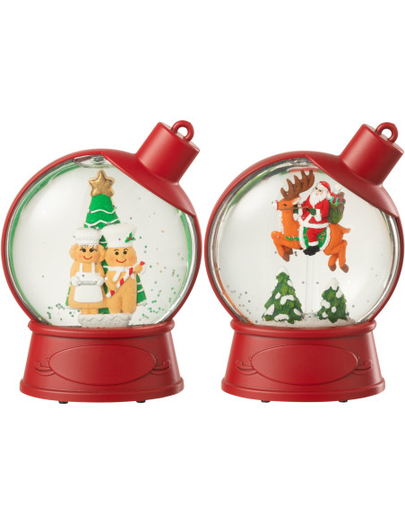 Grandes Supensions lumineuses Père noël & Bonhommes pain d'épice 10 cm en Résine Rouge (Lot de 2) - 3