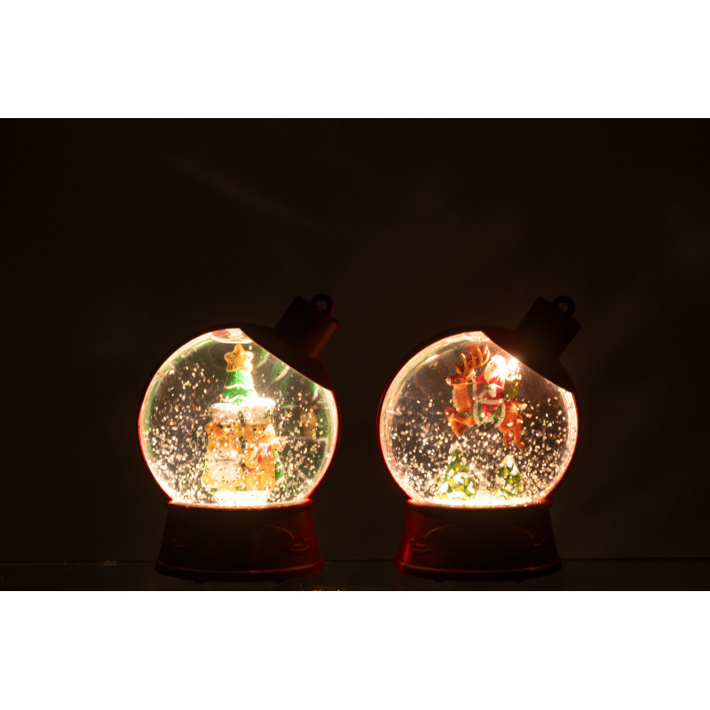 Grandes Supensions lumineuses Père noël & Bonhommes pain d'épice 10 cm en Résine Rouge (Lot de 2) - 4