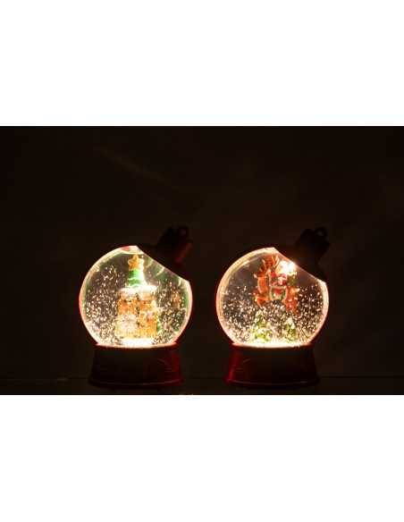 Grandes Supensions lumineuses Père noël & Bonhommes pain d'épice 10 cm en Résine Rouge (Lot de 2) - 4