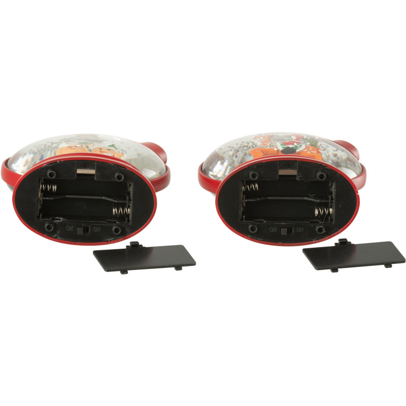 Grandes Supensions lumineuses Père noël & Bonhommes pain d'épice 10 cm en Résine Rouge (Lot de 2) - 5