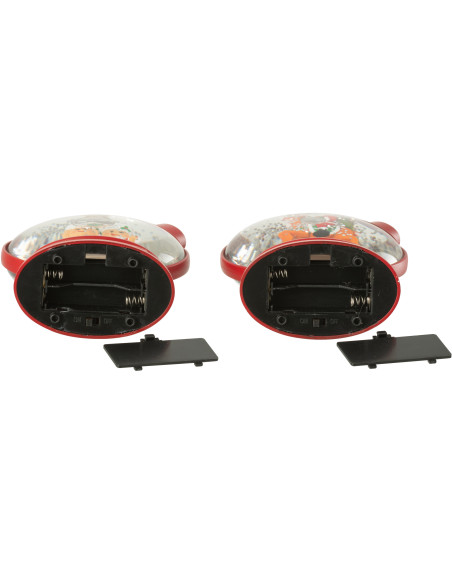 Grandes Supensions lumineuses Père noël & Bonhommes pain d'épice 10 cm en Résine Rouge (Lot de 2) - 5