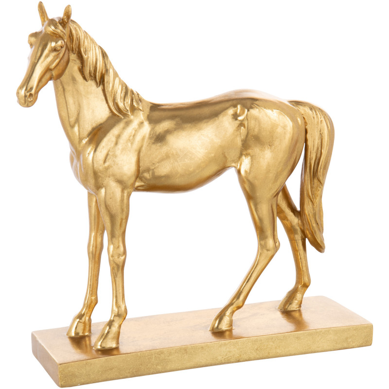 Grande Statuette déco moderne Cheval Hauteur 37 cm en Résine Doré Horson - 1