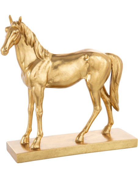 Grande Statuette déco moderne Cheval Hauteur 37 cm en Résine Doré Horson - 1