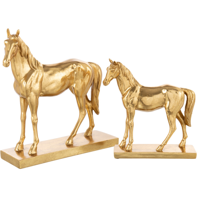 Grande Statuette déco moderne Cheval Hauteur 37 cm en Résine Doré Horson - 2