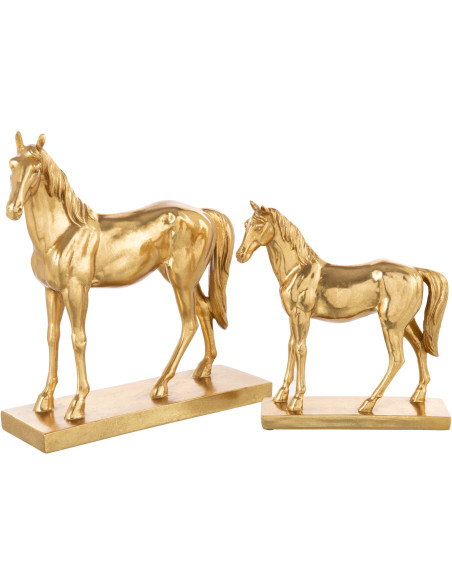 Grande Statuette déco moderne Cheval Hauteur 37 cm en Résine Doré Horson - 2