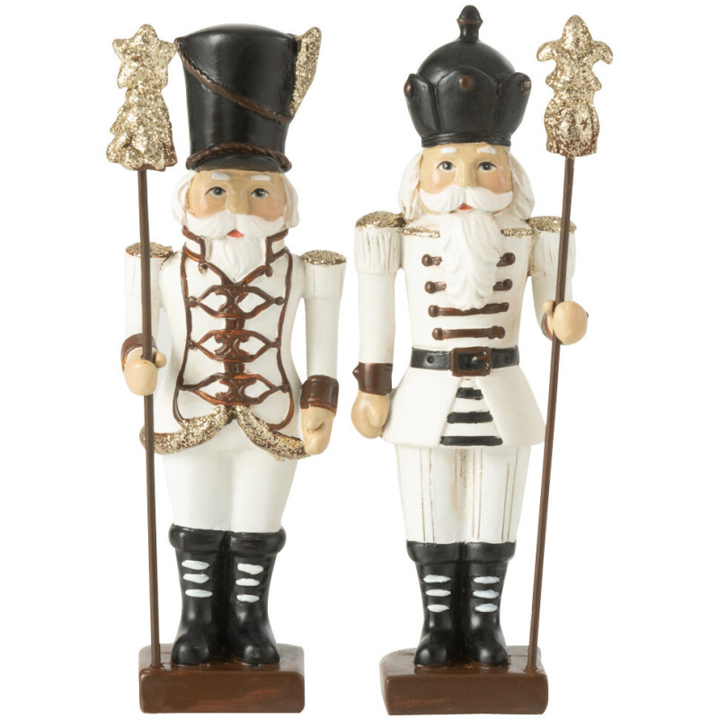 Petites Statuettes de Noël Casse Noisette Hauteur 15 cm en Résine Blanc Noir Nutsold (Lot de 2) - 1