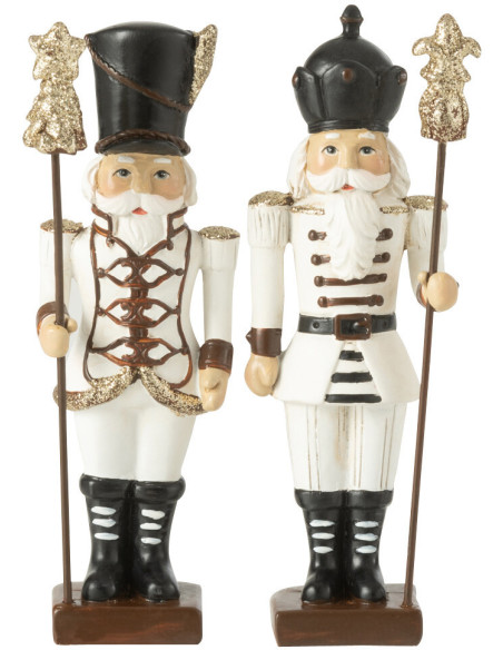 Petites Statuettes de Noël Casse Noisette Hauteur 15 cm en Résine Blanc Noir Nutsold (Lot de 2) - 1