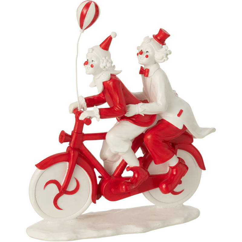 Statuette déco Clowns sur vélo Hauteur 26 cm en Résine Rouge Blanc Circusio - 1