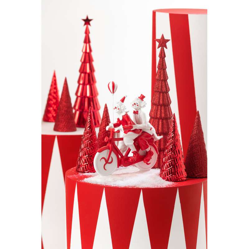 Statuette déco Clowns sur vélo Hauteur 26 cm en Résine Rouge Blanc Circusio - 2