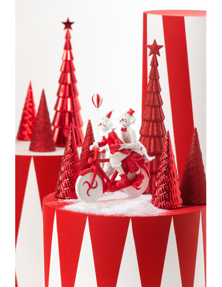 Statuette déco Clowns sur vélo Hauteur 26 cm en Résine Rouge Blanc Circusio - 2