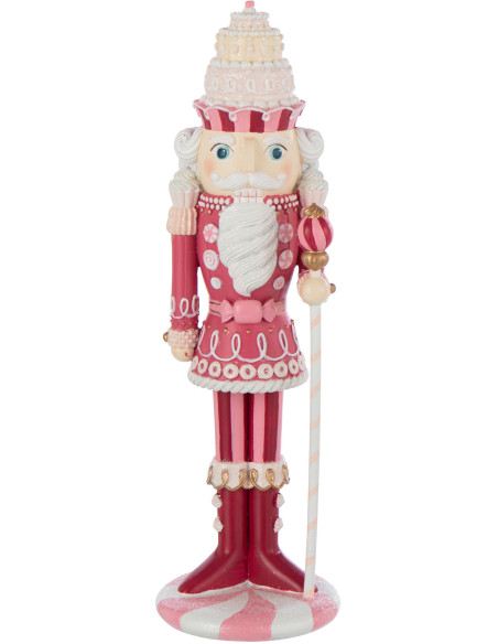 Statuette de Noël Casse Noisette Bonbon Hauteur 28 cm en Résine Rose Blanc Nutsweet - 1