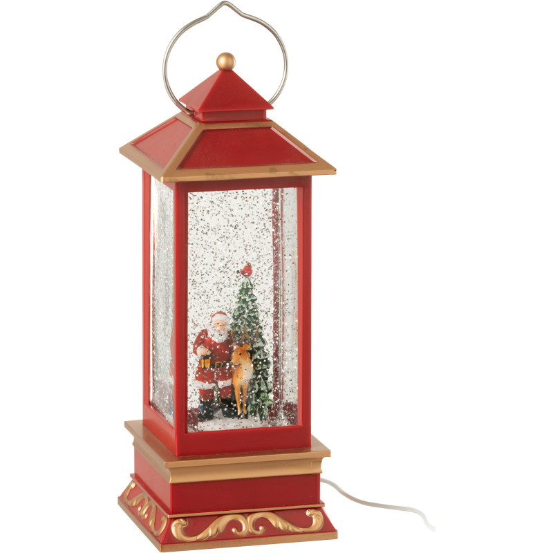Lanterne de Noël déco lumineuse Hauteur 27 cm en Plastique Rouge - 1