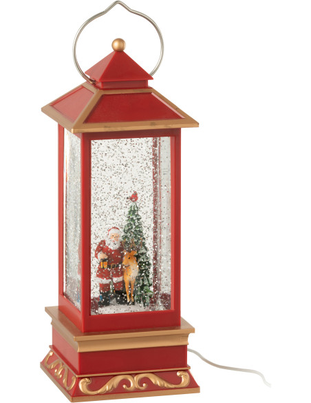 Lanterne de Noël déco lumineuse Hauteur 27 cm en Plastique Rouge - 1