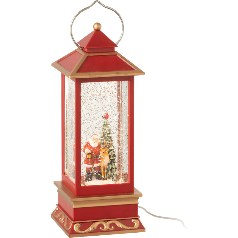 Lanterne de Noël déco lumineuse Hauteur 27 cm en Plastique Rouge - 2