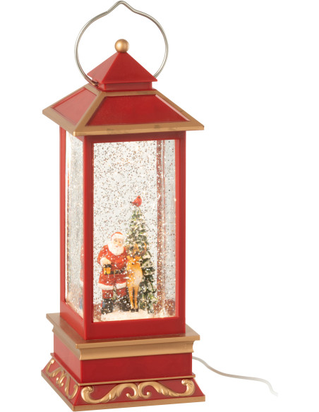 Lanterne de Noël déco lumineuse Hauteur 27 cm en Plastique Rouge - 2