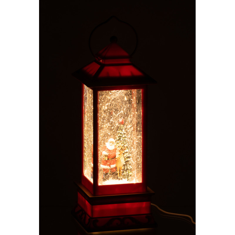 Lanterne de Noël déco lumineuse Hauteur 27 cm en Plastique Rouge - 3