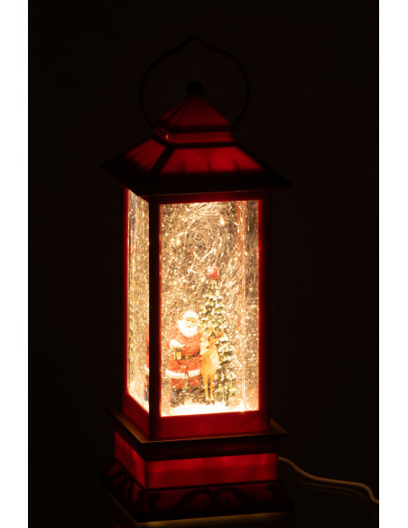Lanterne de Noël déco lumineuse Hauteur 27 cm en Plastique Rouge - 3