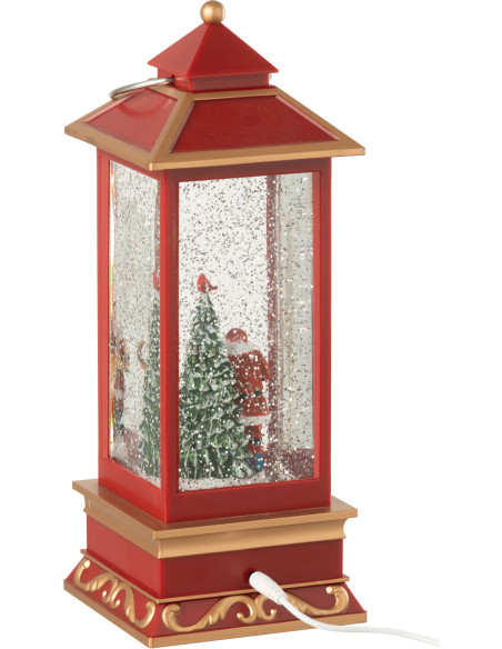 Lanterne de Noël déco lumineuse Hauteur 27 cm en Plastique Rouge - 4