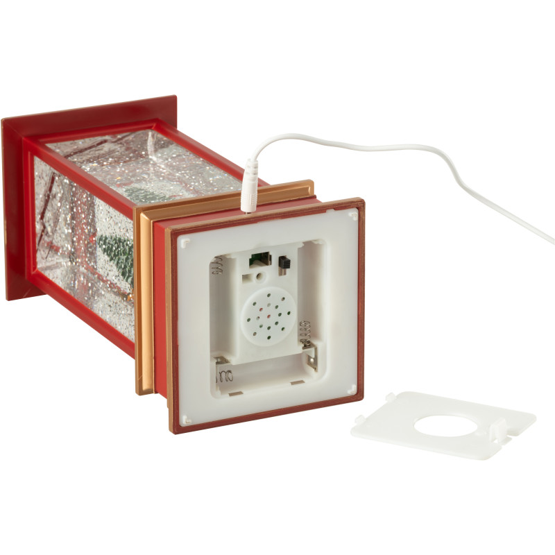 Lanterne de Noël déco lumineuse Hauteur 27 cm en Plastique Rouge - 5