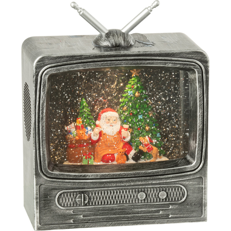 Grande Boule à neige de Noël lumineuse Télévision 18 cm en Résine Gris Maginia - 1