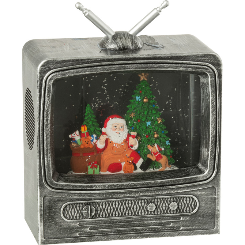 Grande Boule à neige de Noël lumineuse Télévision 18 cm en Résine Gris Maginia - 2