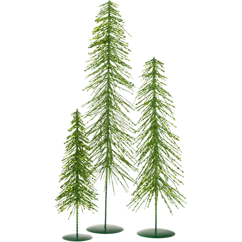 Grand Sapin de Noël déco Hauteur 58 cm en Plastique Vert foncé Avec paillettes Cekin - 2