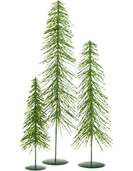 Grand Sapin de Noël déco Hauteur 58 cm en Plastique Vert foncé Avec paillettes Cekin - 2