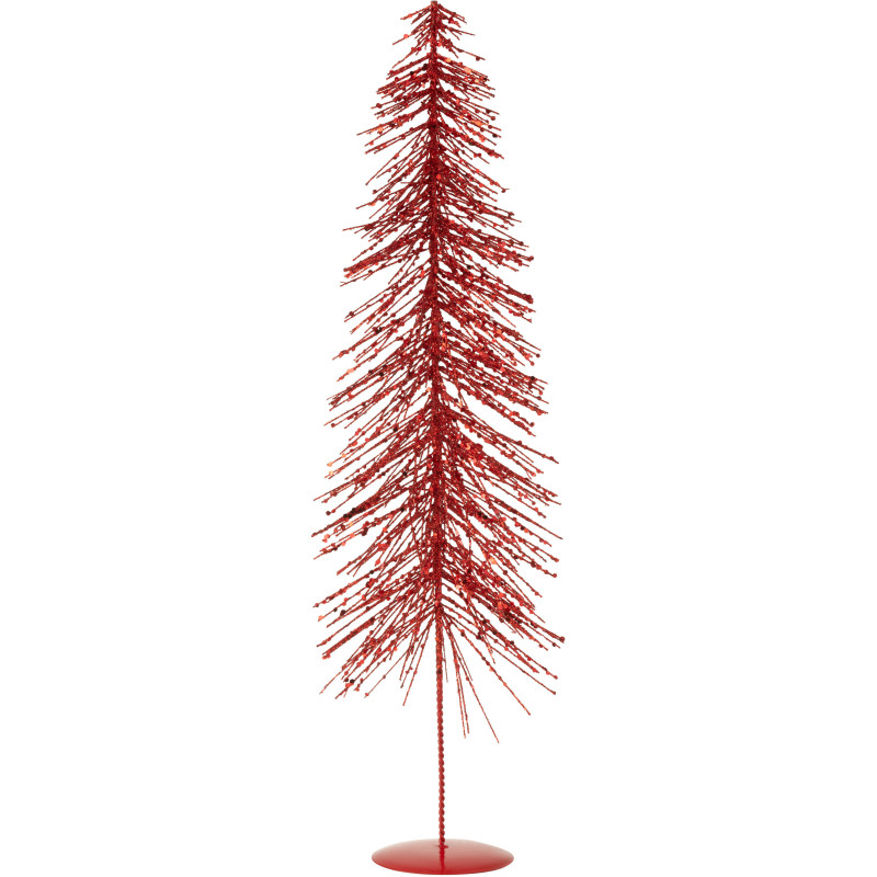 Grand Sapin de Noël déco Hauteur 58 cm en Plastique Rouge Avec paillettes Cekin - 1