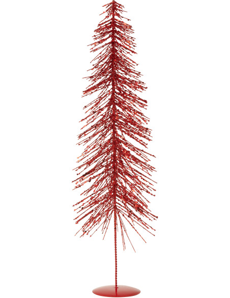 Grand Sapin de Noël déco Hauteur 58 cm en Plastique Rouge Avec paillettes Cekin - 1