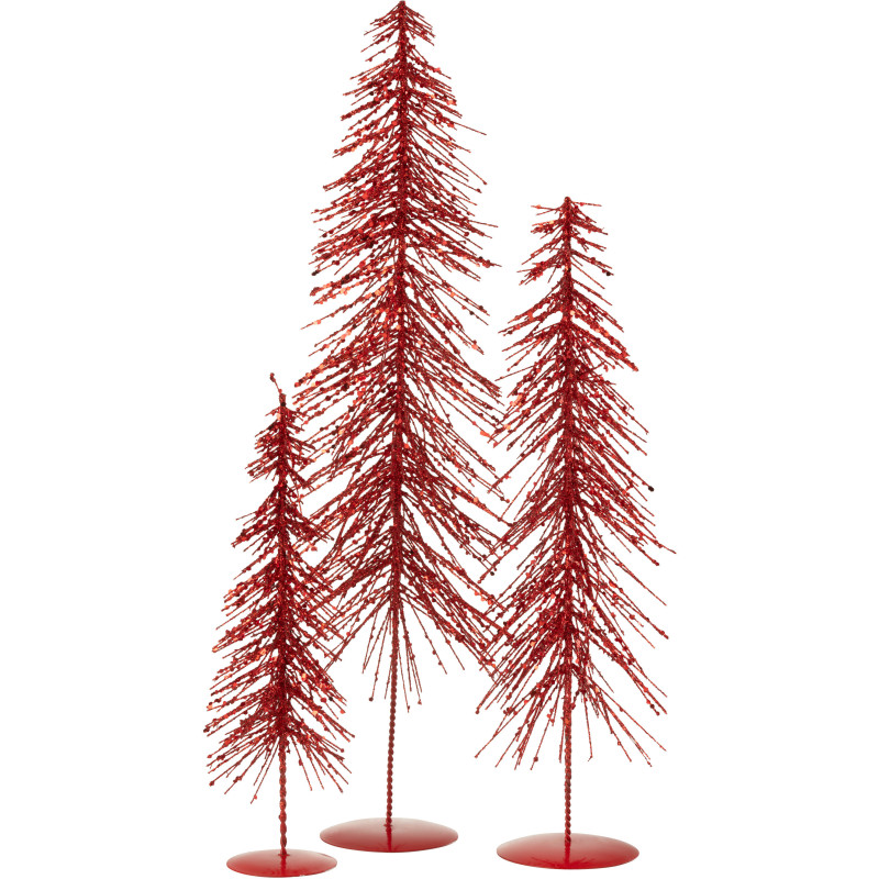 Grand Sapin de Noël déco Hauteur 58 cm en Plastique Rouge Avec paillettes Cekin - 3
